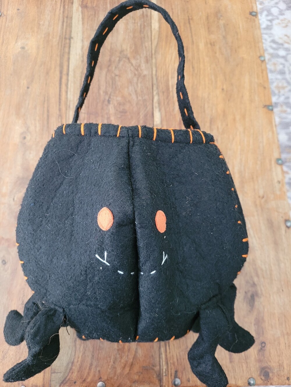 Pottery Barn Kids Spider Halloween Trick Or Treat Bag Black Felt